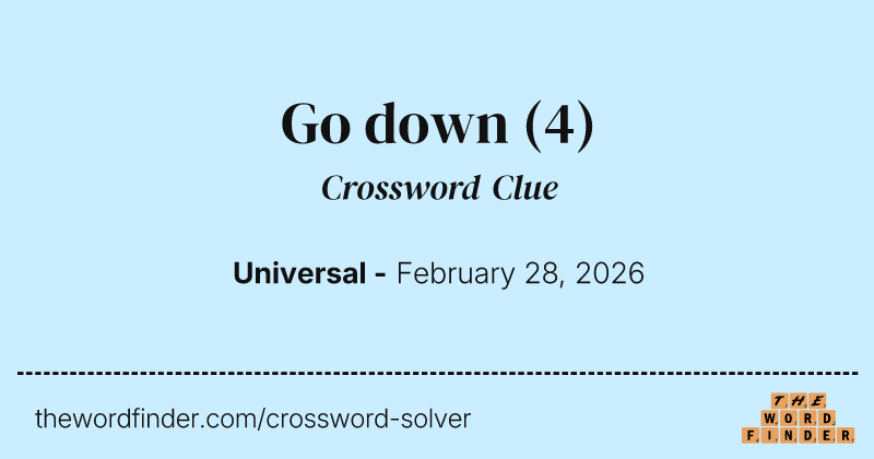 Go down crossword clue image
