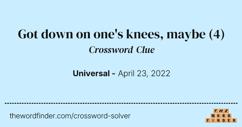 Got down on one's knees, maybe crossword clue image