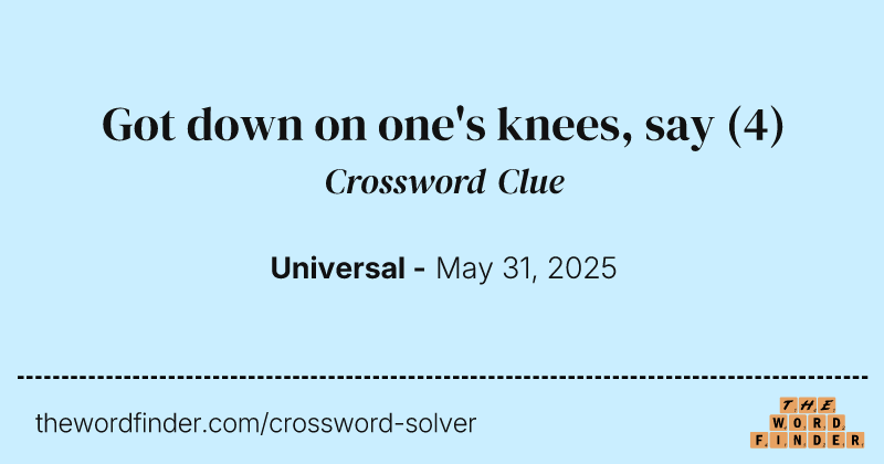 Got down on one's knees, say crossword clue image