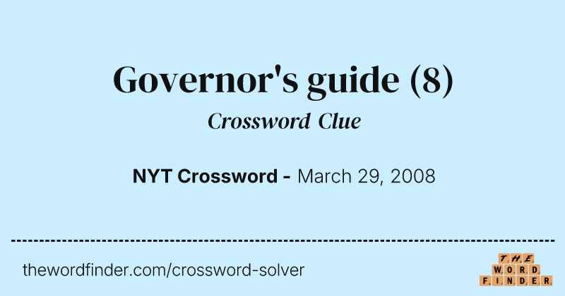 Governor's guide crossword clue image