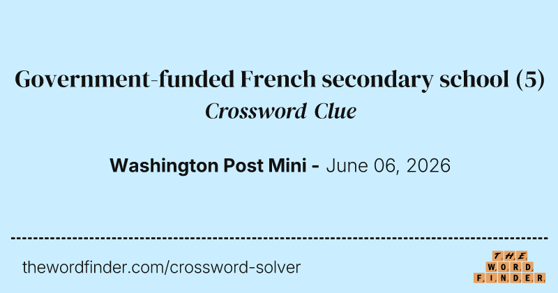 Government-funded French secondary school crossword clue image