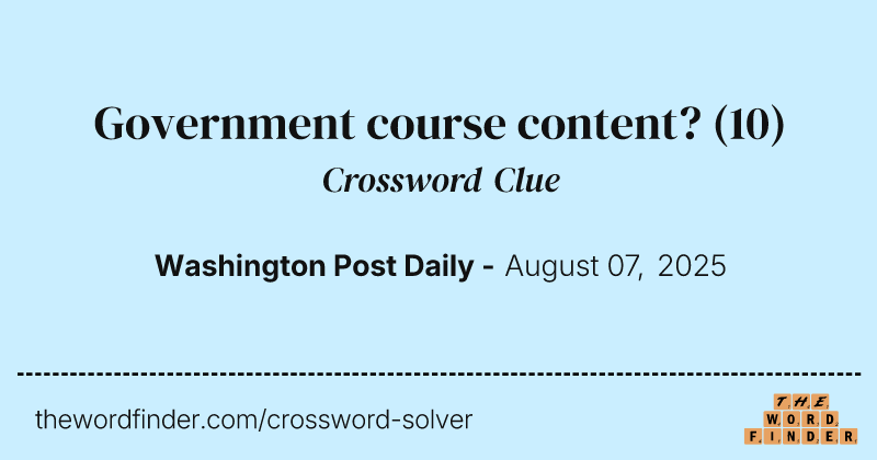 Government course content? crossword clue image