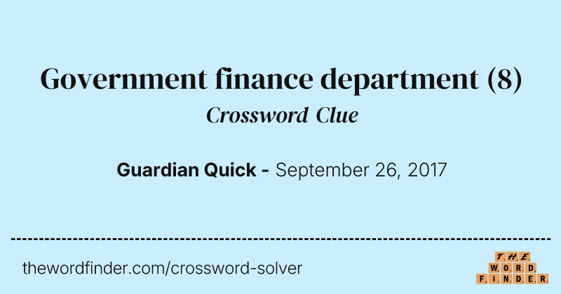 Government finance department crossword clue image