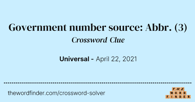 Government number source: Abbr. crossword clue image
