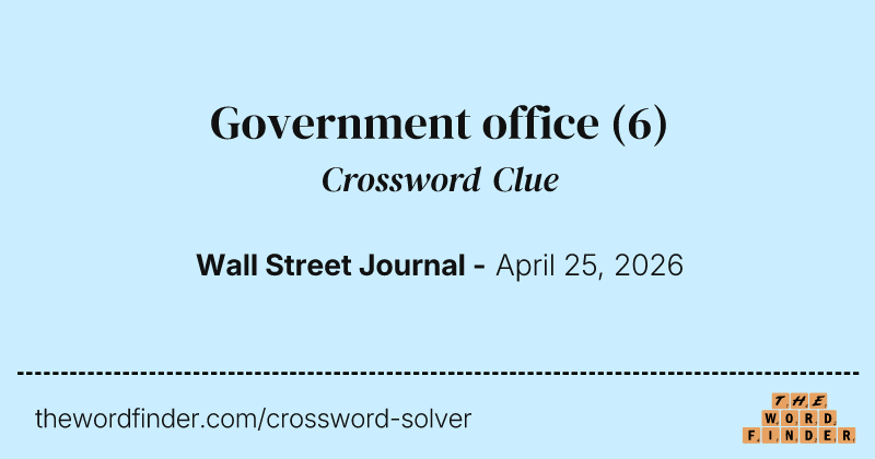 Government office crossword clue image