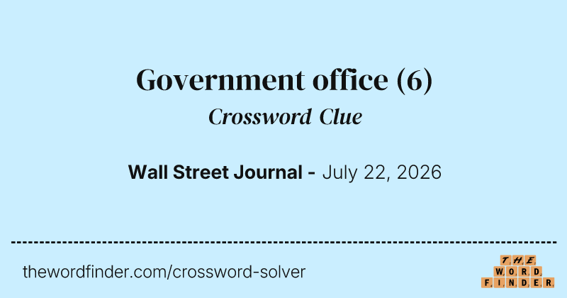 Government office crossword clue image