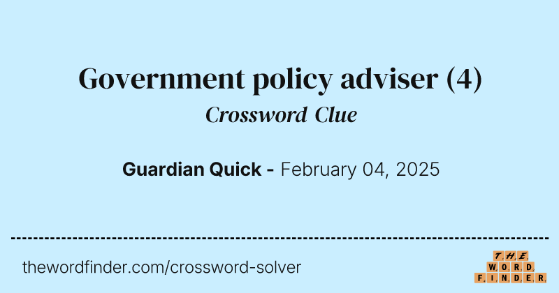 Government policy adviser crossword clue image