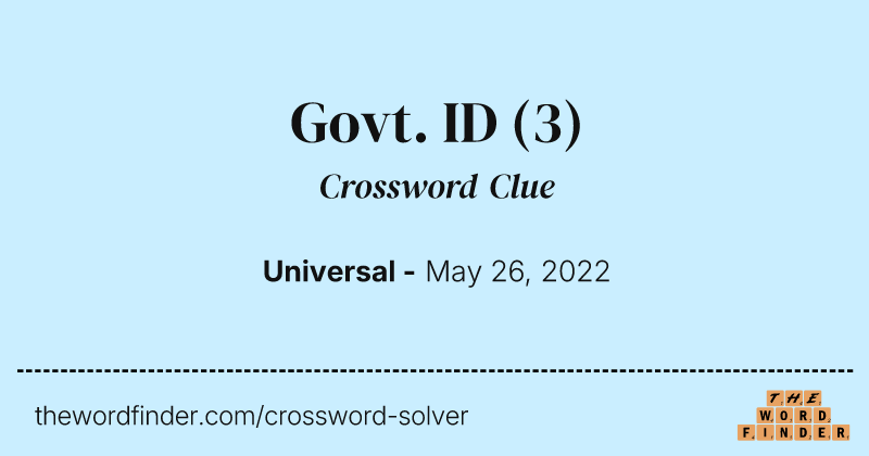 Govt. ID crossword clue image