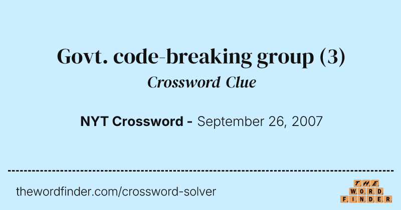 Govt. code-breaking group crossword clue image