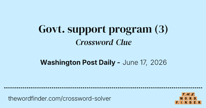 Govt. support program crossword clue image
