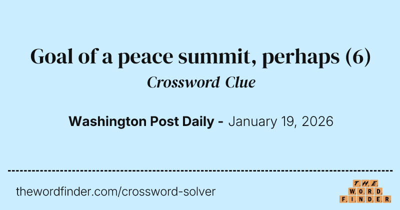 Goal of a peace summit, perhaps crossword clue image