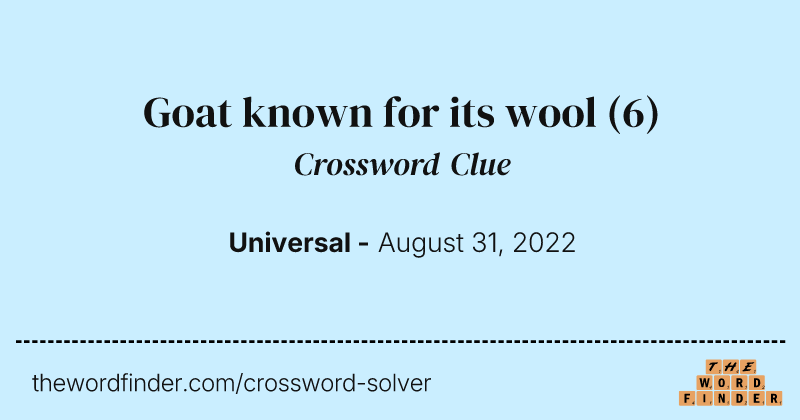 Goat known for its wool crossword clue image
