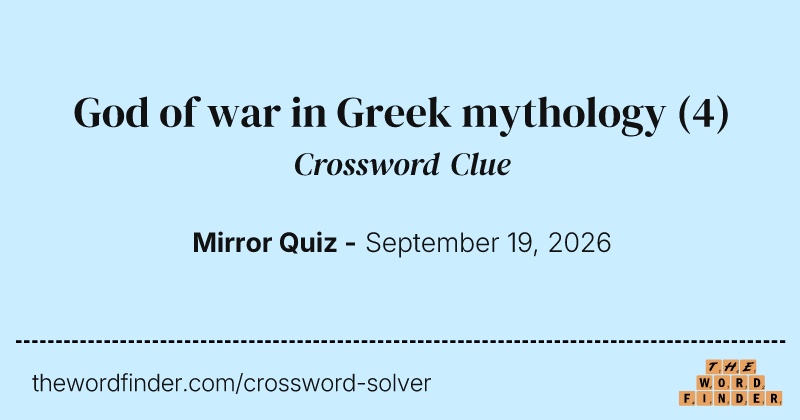 God of war in Greek mythology crossword clue image