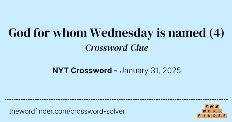 God for whom Wednesday is named crossword clue image