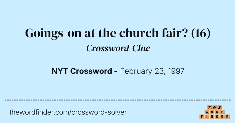 Goings-on at the church fair? crossword clue image