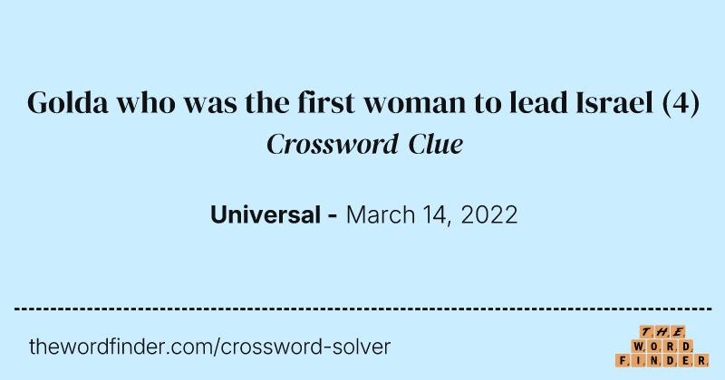 Golda who was the first woman to lead Israel crossword clue image
