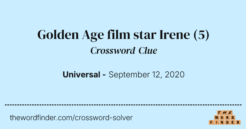 Golden Age film star Irene crossword clue image
