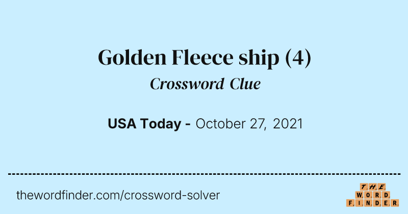 Golden Fleece ship crossword clue image
