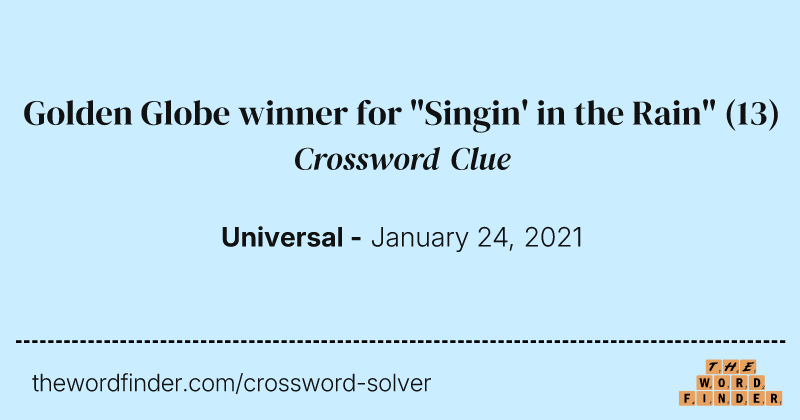 Golden Globe winner for "Singin' in the Rain" crossword clue image