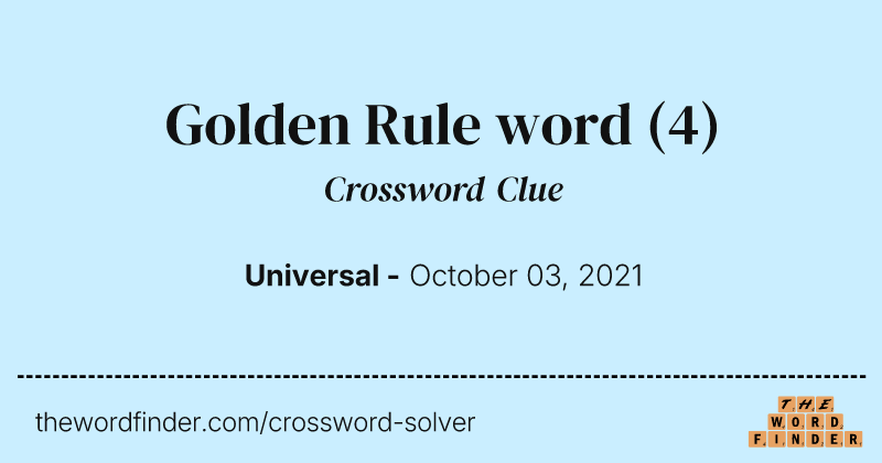Golden Rule word crossword clue image