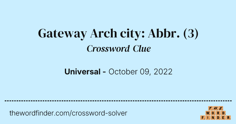 Gateway Arch city: Abbr. crossword clue image