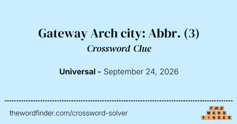 Gateway Arch city: Abbr. crossword clue image