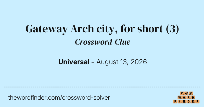 Gateway Arch city, for short crossword clue image