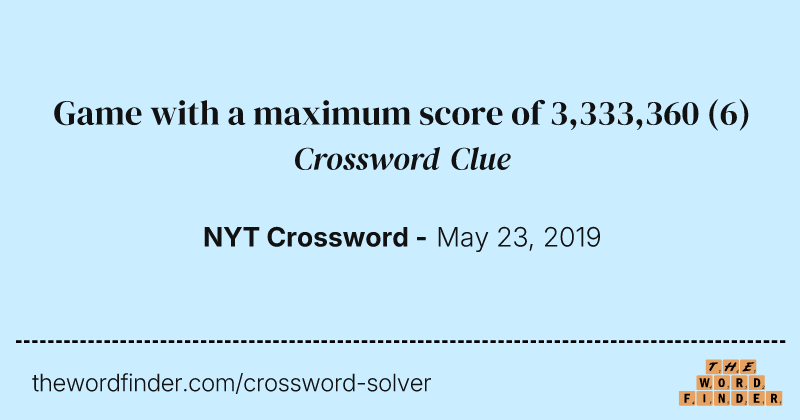 Game with a maximum score of 3,333,360 crossword clue image