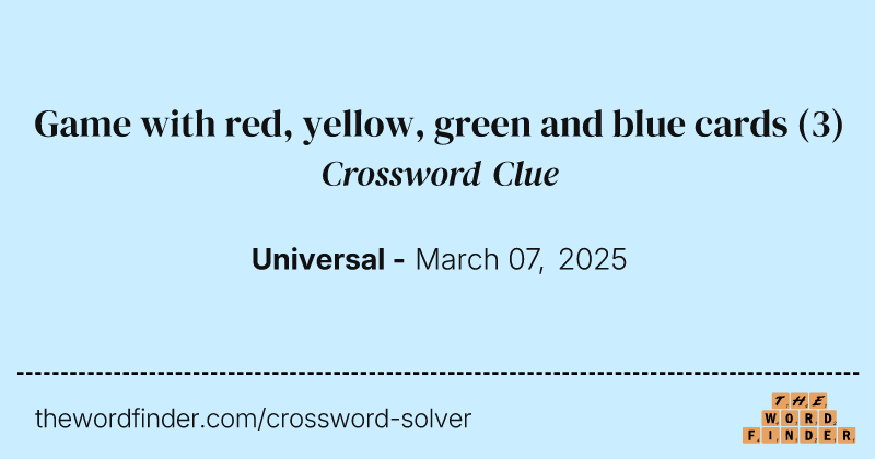 Game with red, yellow, green and blue cards crossword clue image