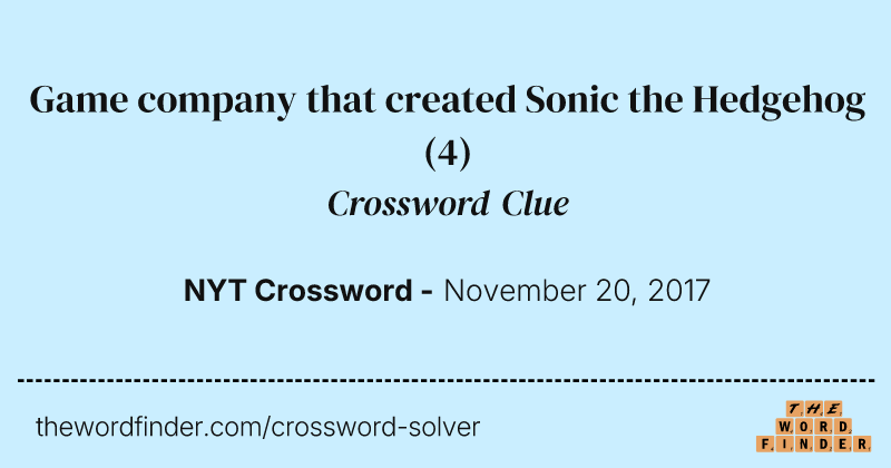 Game company that created Sonic the Hedgehog crossword clue image