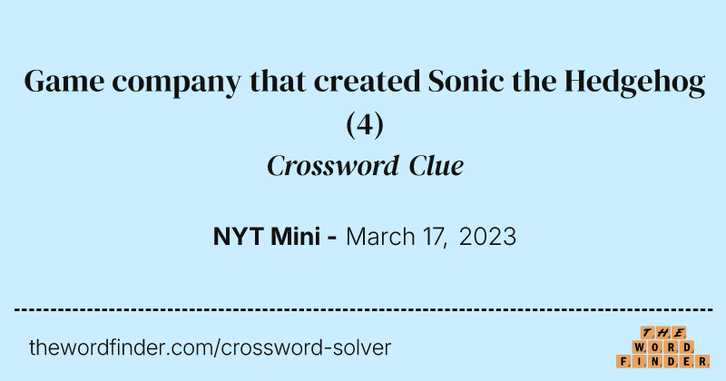 Game company that created Sonic the Hedgehog crossword clue image