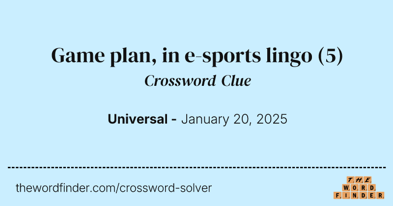 Game plan, in e-sports lingo crossword clue image