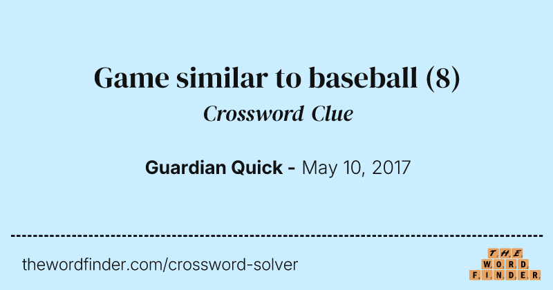 Game similar to baseball crossword clue image