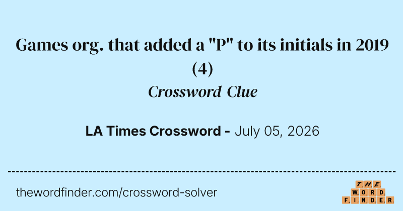 Games org. that added a "P" to its initials in 2019 crossword clue image