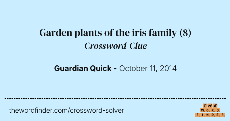 Garden plants of the iris family crossword clue image
