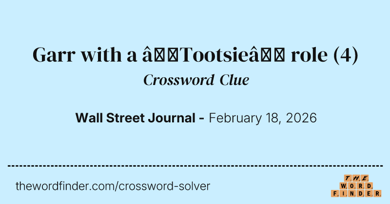 Garr with a “Tootsie” role crossword clue image