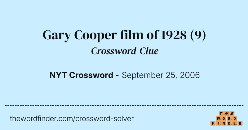 Gary Cooper film of 1928 crossword clue image
