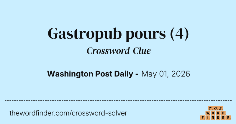 Gastropub pours crossword clue image