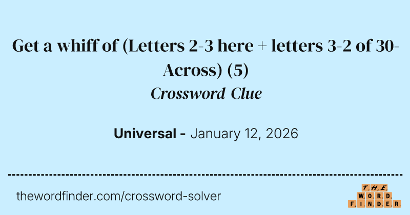 Get a whiff of (Letters 2-3 here + letters 3-2 of 30-Across) crossword clue image