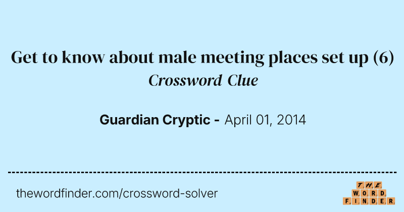 Get to know about male meeting places set up crossword clue image