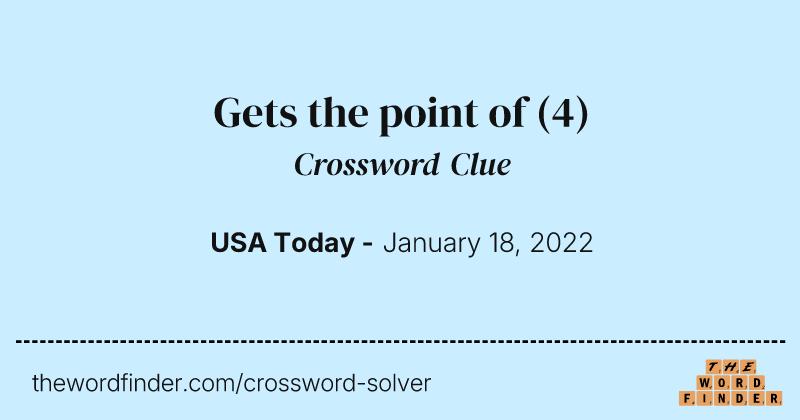 Gets the point of crossword clue image