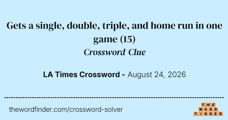 Gets a single, double, triple, and home run in one game crossword clue image