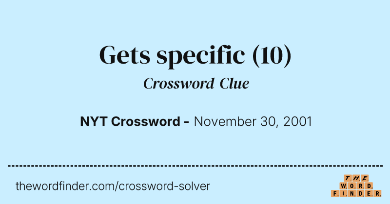 Gets specific crossword clue image