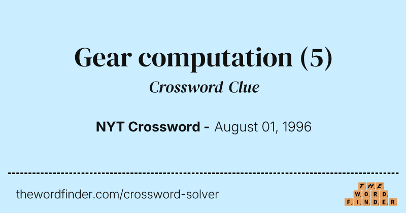 Gear computation crossword clue image
