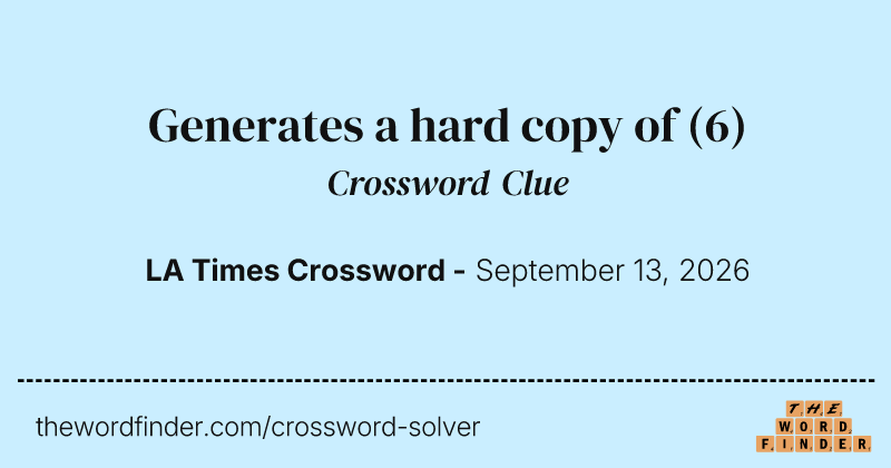 Generates a hard copy of crossword clue image