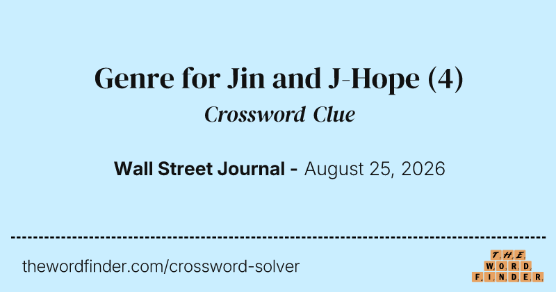 Genre for Jin and J-Hope crossword clue image