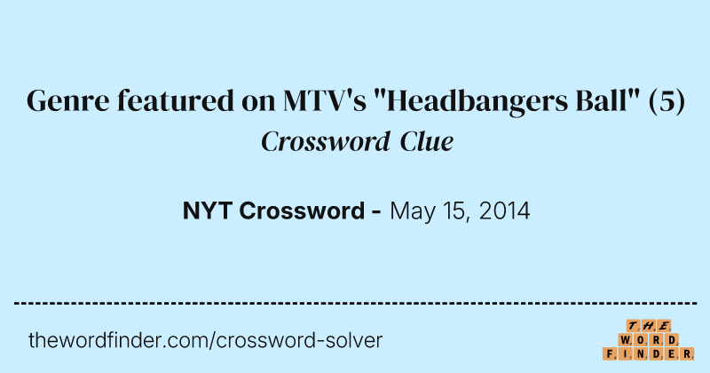 Genre featured on MTV's "Headbangers Ball" crossword clue image