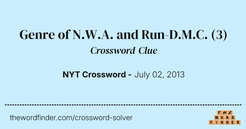 Genre of N.W.A. and Run-D.M.C. crossword clue image