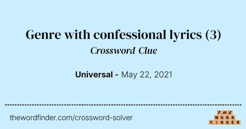 Genre with confessional lyrics crossword clue image