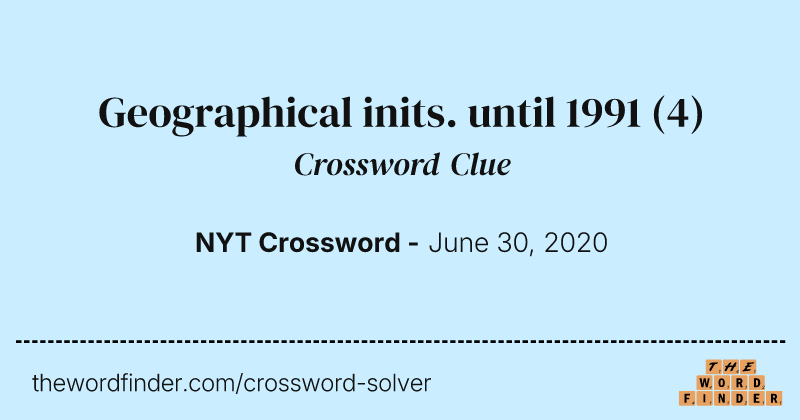 Geographical inits. until 1991 crossword clue image